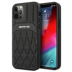 AMG iPhone 12 Pro Max 6,7" czarny/black hardcase Leather Curved Lines