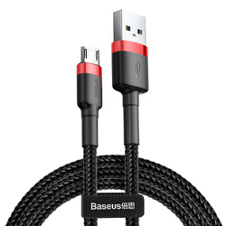 Baseus Cafule Cable Wytrzymały Nylonowy Kabel Przewód USB / Micro USB Qc3.0 2.4A 1M Czarno-Czerwony