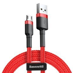 Baseus Cafule Cable Wytrzymały Nylonowy Kabel Przewód USB / Micro USB Qc3.0 2.4A 2M Czerwony
