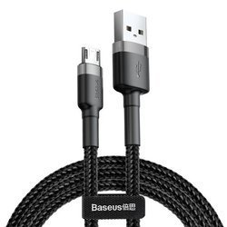 Baseus Cafule Cable wytrzymały nylonowy kabel przewód USB / micro USB QC3.0 1.5A 2M czarno-szary