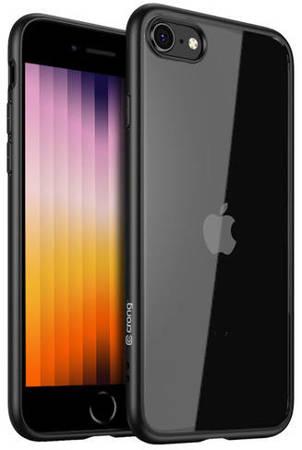 Crong Clear Cover - Etui iPhone SE (2022/2020) / 8 / 7 (Czarny)