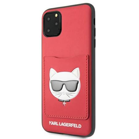 Etui Karl Lagerfeld iPhone 11 Pro Max Hardcase Czerwony Choupette Head Cardslot