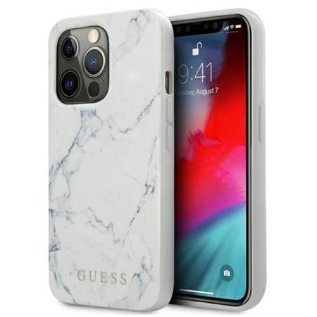 GUESS MARBLE - ETUI IPHONE 13 PRO MAX (BIAŁY)