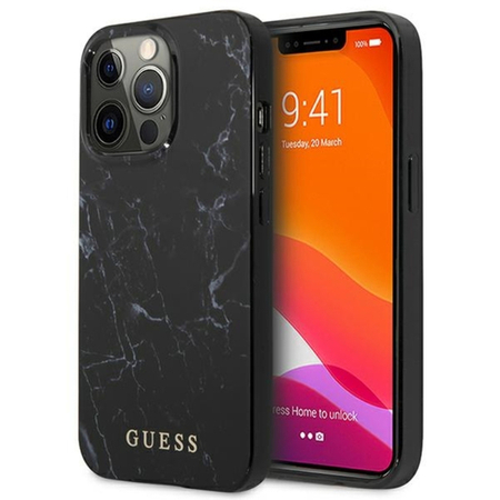 GUESS MARBLE - ETUI IPHONE 13 PRO MAX (CZARNY)