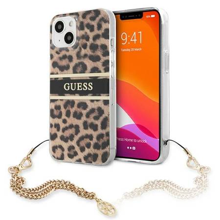 Guess GUHCP13MKBSLEO iPhone 13 6,1" Leopard hardcase Gold Chain
