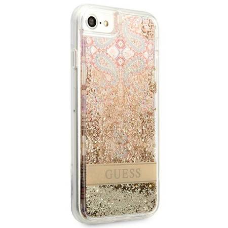 Guess Paisley Liquid Glitter - Etui iPhone 8 / 7 / SE 2020/22 (Fioletowy)