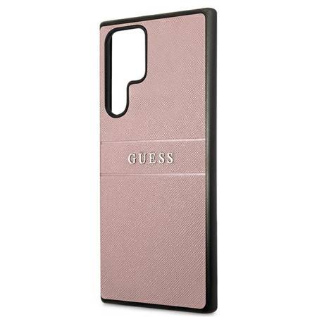Guess Saffiano Stripe - Etui Samsung Galaxy S22 Ultra (Pink)