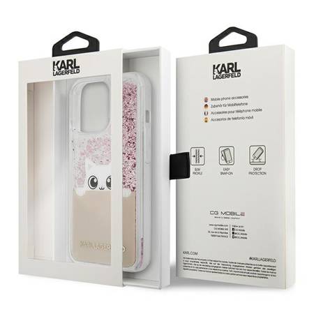 Karl Lagerfeld Hardcase Peek A Boo Liquid Glitter - Etui iPhone 13 Pro Max (Złoty)
