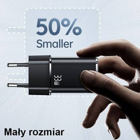 USAMS Ładowarka Sieciowa USB-C / USB / 33W Fast Charge (Czarny)
